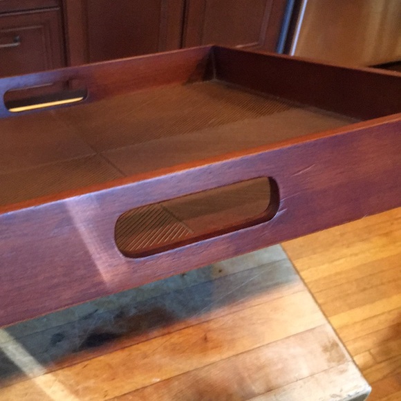 Oversized Crate & Barrel carved square tray - Picture 6 of 9